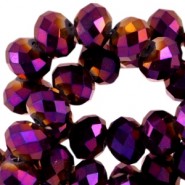 Top Glas Facett Perlen 8x6mm rondellen Violet diamond metallic